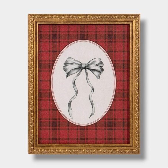 My Texas House Other - My Texas House Seasonal Bow Plaid Framed Holiday Wall Art 8x10